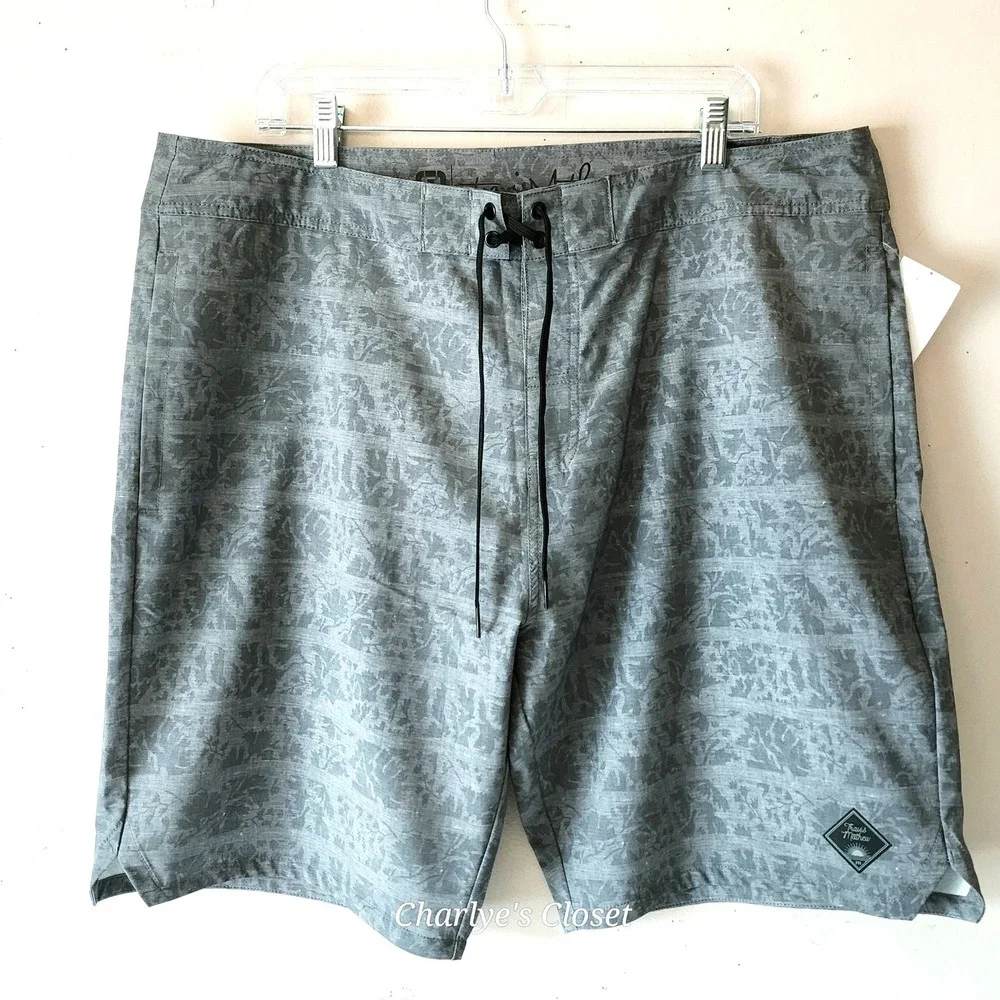 Travis Mathew Treat Yourself Grey Swim Board Shorts 40 Active Resort Travel NEW